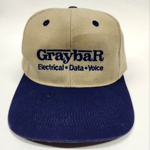 Vintage Graybar snapback, trucker hat navy and tan